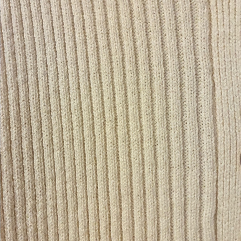 Elegant Cream Ribbed Maxi Skirt & Sweater Top— Women’s Stretch Knit Size M - Picture 8 of 14